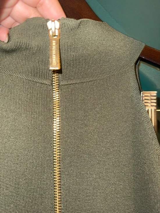 Michael Kors Olive Green Knit Dress with Gold Hardware - Picture 3 of 7